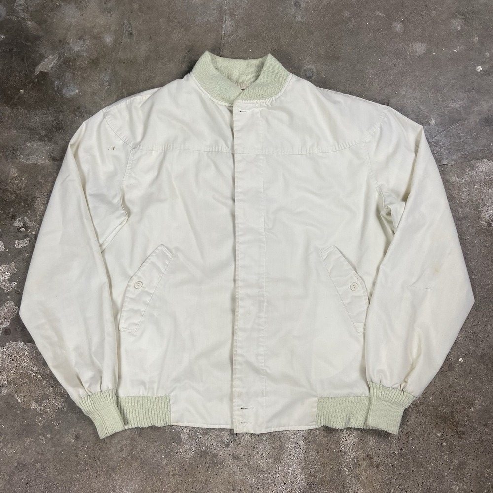 Vintage 80s La Paz Catalina Bomber Jacket Size Large White Full Zip Made In USA